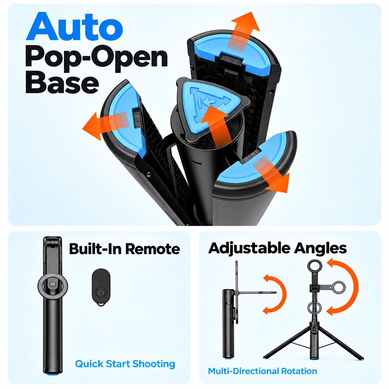 Magnetic Selfie Stick Tripod with Bluetooth Remote 3