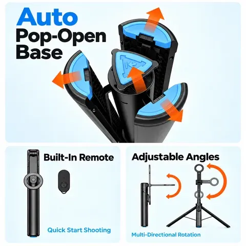 Magnetic Selfie Stick Tripod with Bluetooth Remote