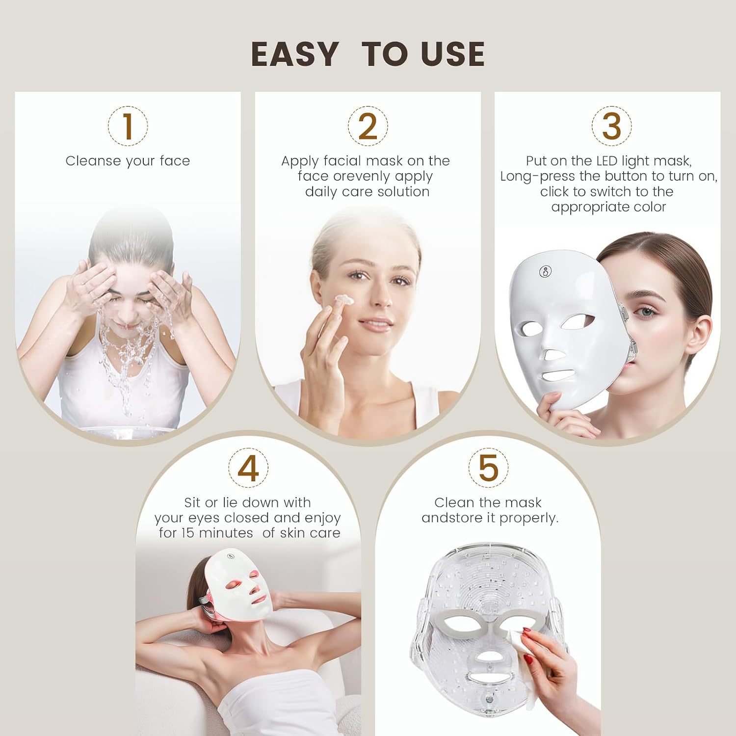 7-Color LED Light Therapy Silicone Face Mask 2