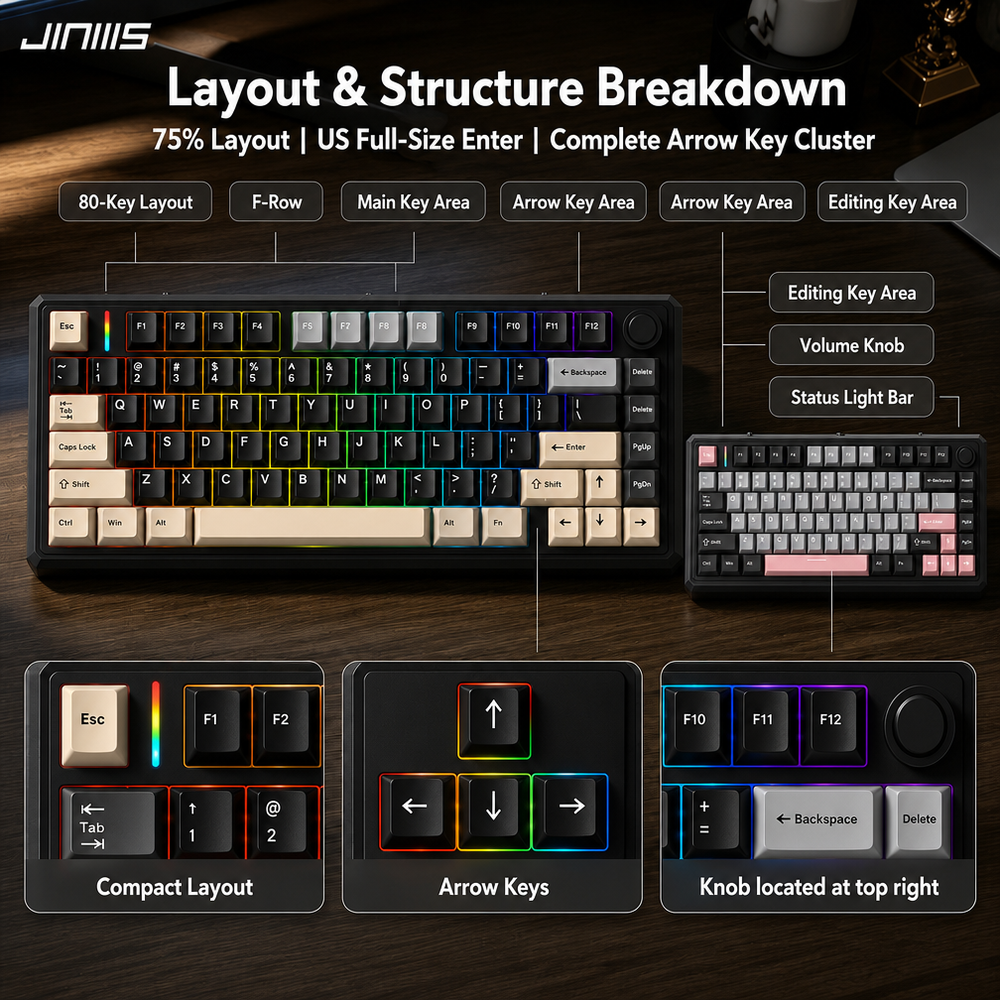75% Layout Gaming Keyboard with Rotary Knob 2