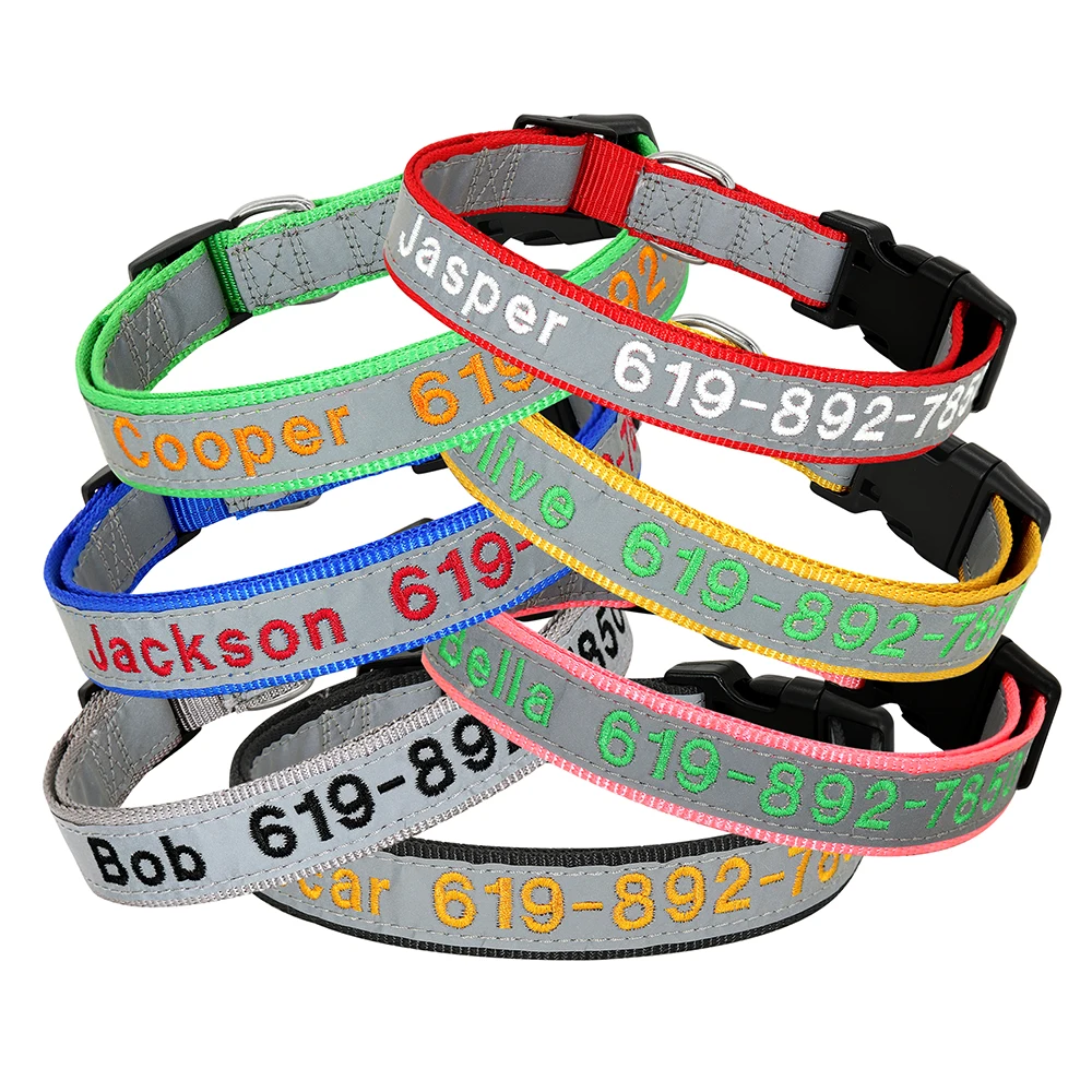 Adjustable Embroidered Dog Collar with ID 2
