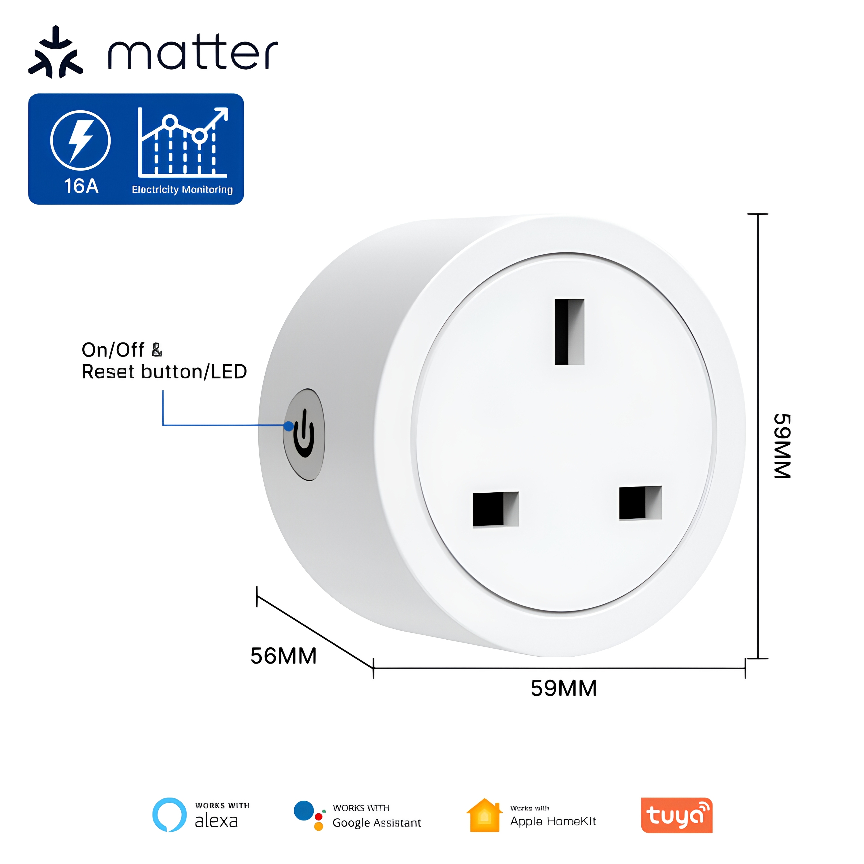 WLAN Smart Steckdose mit Strommessung 16A