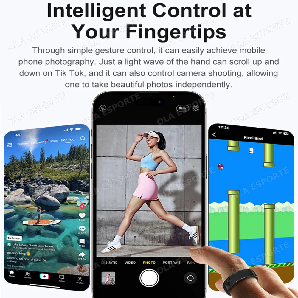 Intelligenter Paarring Bluetooth-Verbindung Mehrere Sportmodi Schrittzähler Fitnessringe Herzfrequenz-Schlafüberwachung 3