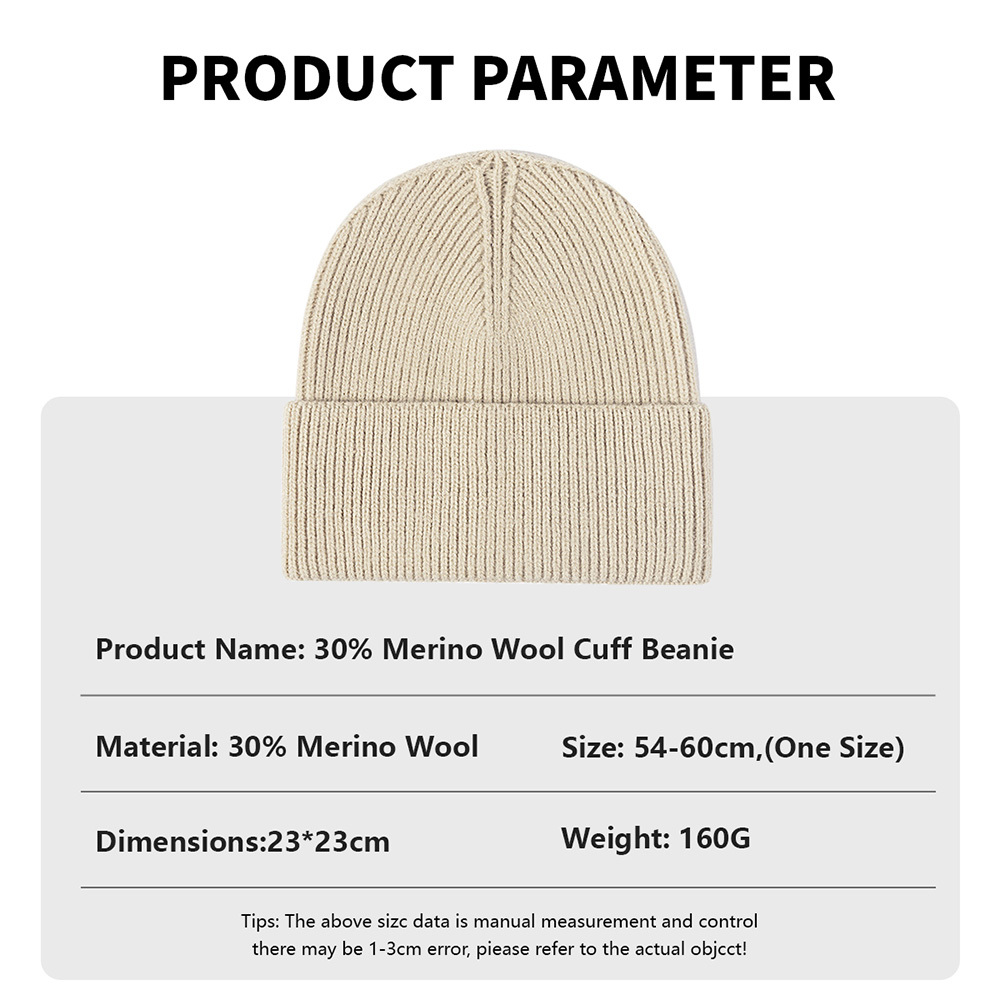 30% Merino Wool Beanie Thick 160g Thermal Beenies 3