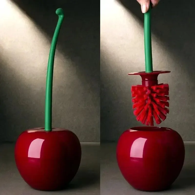 Red Cherry Blossom Toilet Brush Set 2