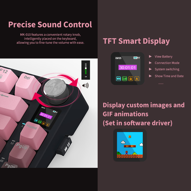Mechanical RGB Gaming Keyboard with Knob Display 3