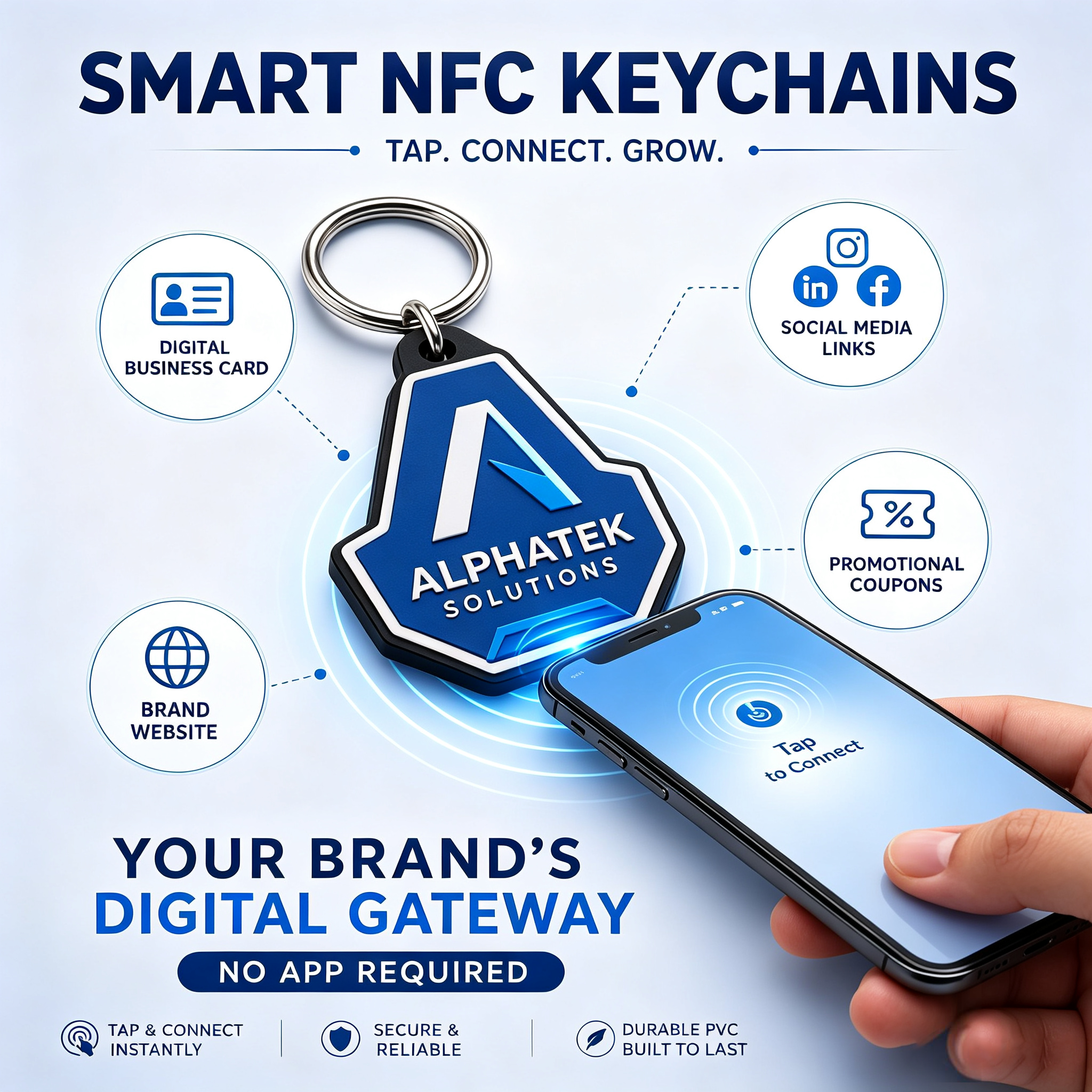 PVC NFC Smart Keychain with Tap Function 4