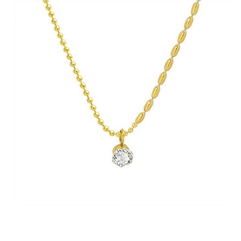Goldene Zirkonia Halskette Edelstahl Damen Minimalistisch 4