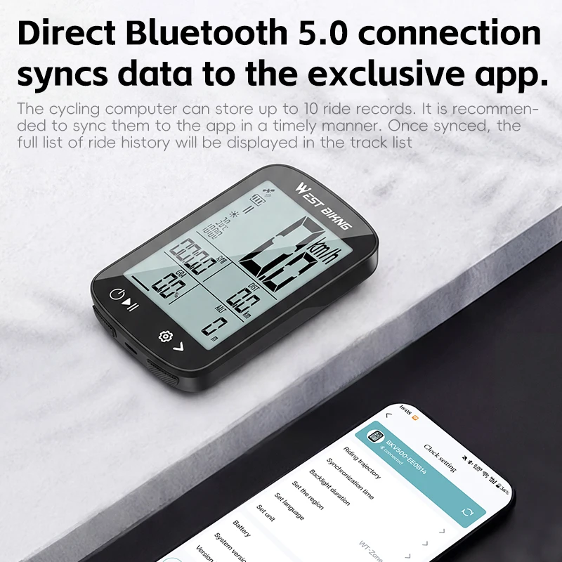 Waterproof GPS Bike Computer with Bluetooth 4