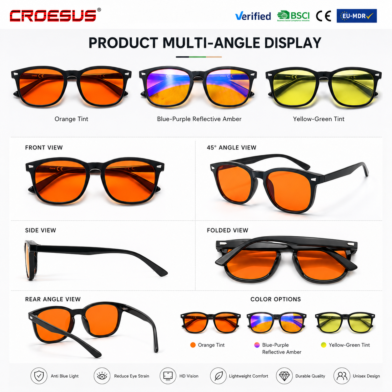 Lightweight Rectangle Unisex Blue Light Glasses 4
