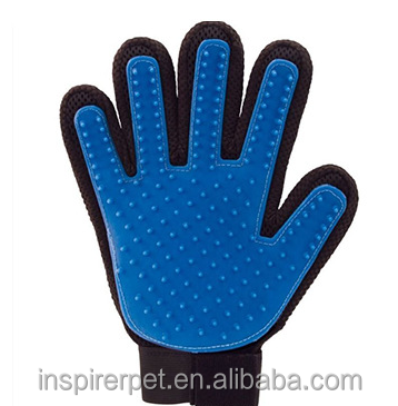 Blue Five-Finger Dog Grooming Gloves