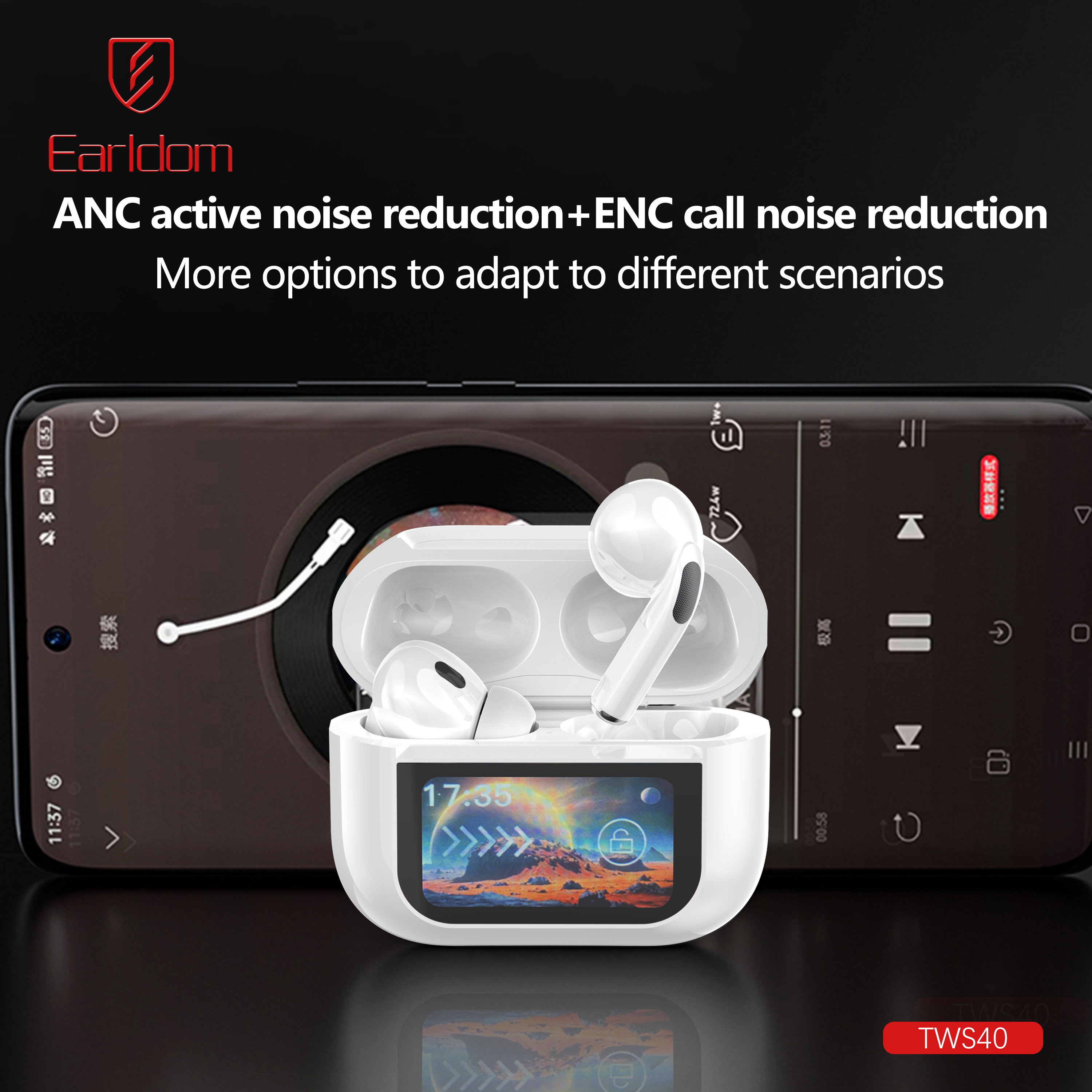 Earldom ANC ENC Tws Earbuds With Digital LCD 3