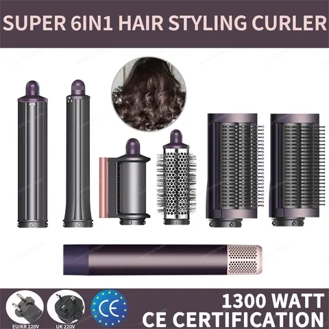 6IN1 Heißluftbürstentrockner Styler 110000 U min Hochgeschwindigkeits-Haar-Lockentrockner mit