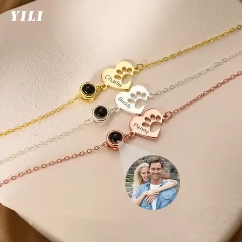 Personalized Photo Projection Bracelet with Paw Print