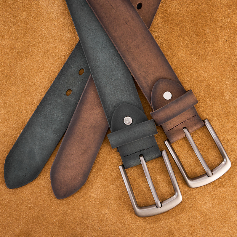 Full Grain Cowhide Pin Buckle Belt for Men 3