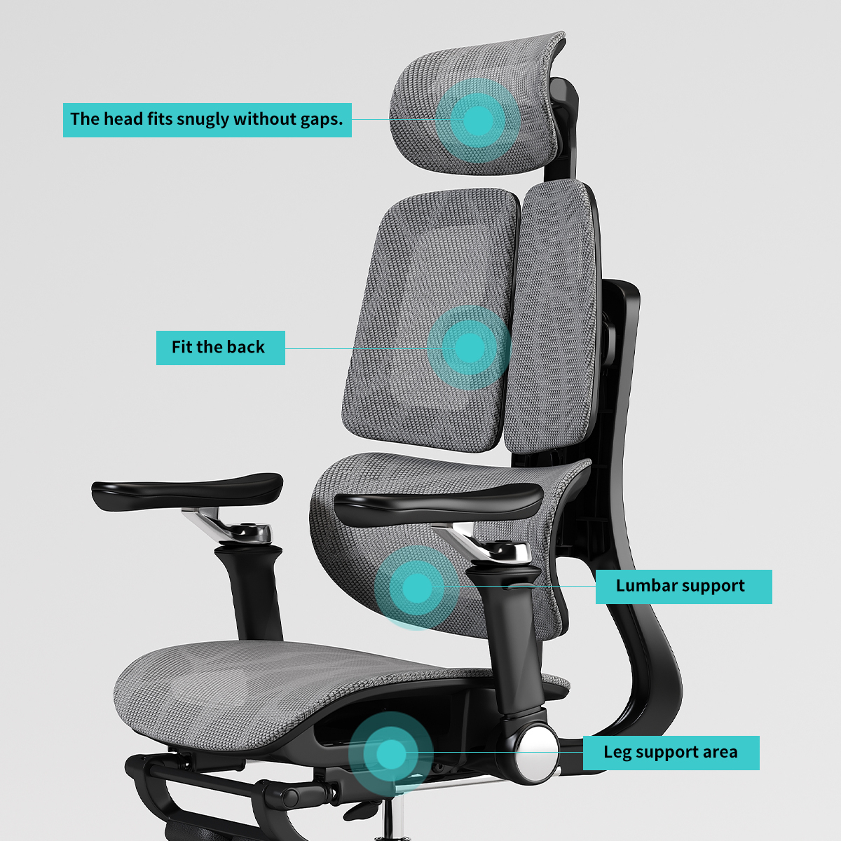 Ergonomischer Bürostuhl aus Metallgestell mit Netzbezug 2