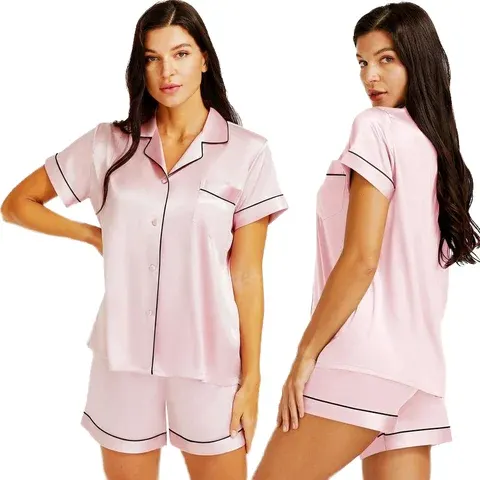 Women's Ice Silk Pajama Set Plus Size