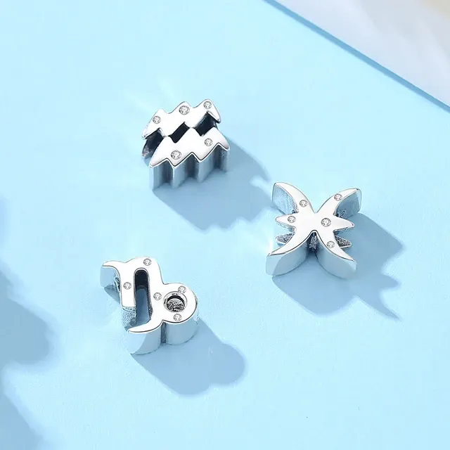 925 Silver Zodiac Letter Charm Beads 2