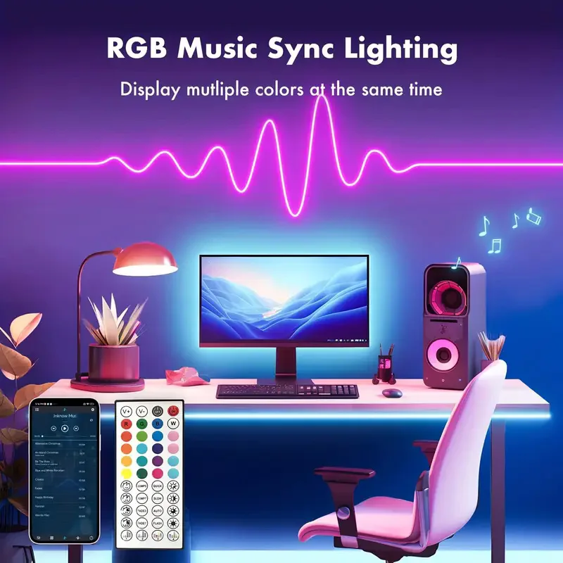 DC24V RGB LED Neon Lichterkette Farbwechsel Musik Sync 4