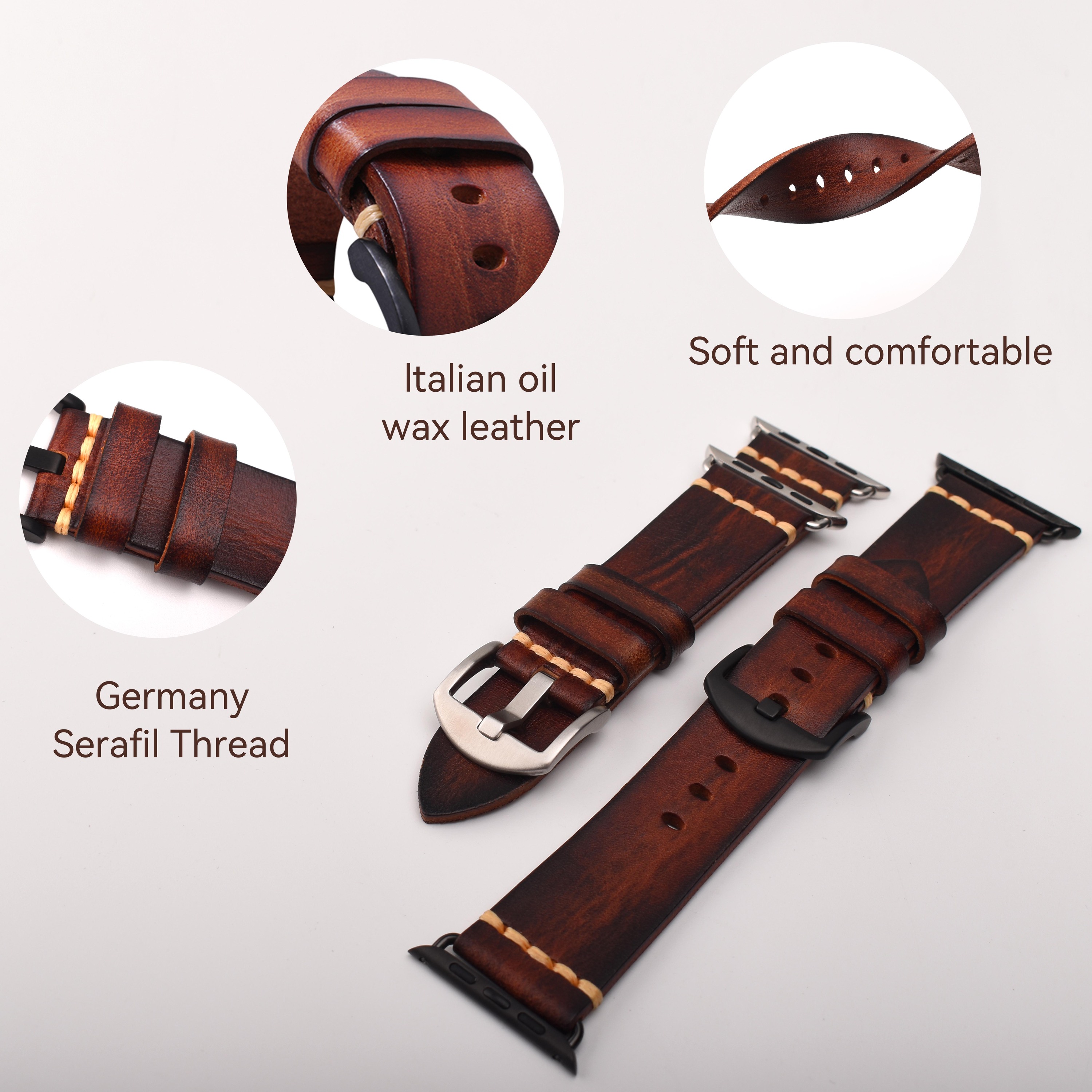 For Apple Watch Strap Series 8 Genuine Leather 3