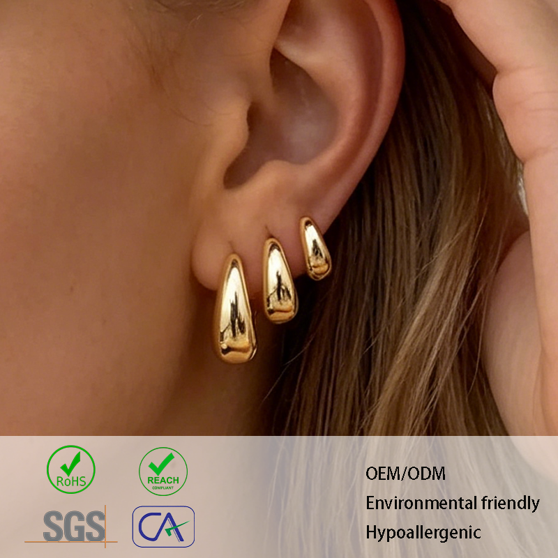 Edelstahl U-Form Creolen Silber Gold
