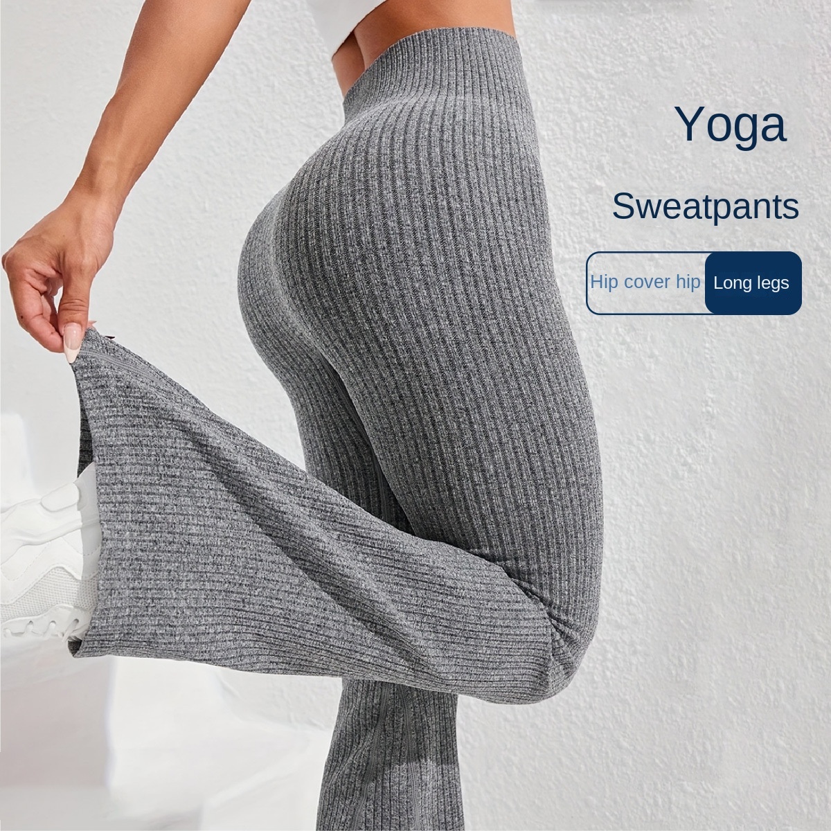 Tummy-Control Textured Flare Yoga Pants