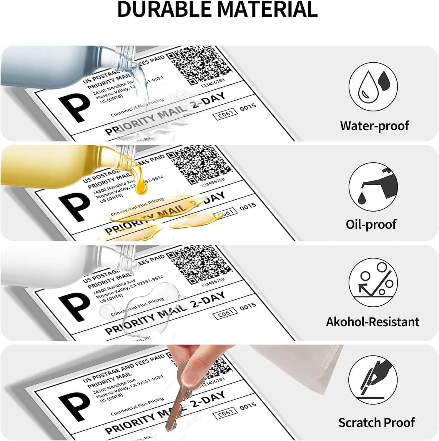 Recyclable 4" X 6" White Perforated Thermal Address 4