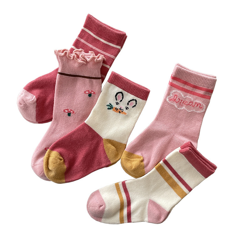 Baumwoll-Kindersocken 5er-Set mit Hasen-Motiven 4
