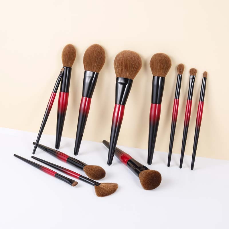 12-Piece Vegan Red Black Brush Set 2