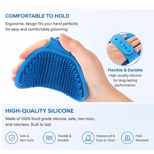 Pressure Eco-Friendly Silicone Dog & Puppy Grooming Brush 3