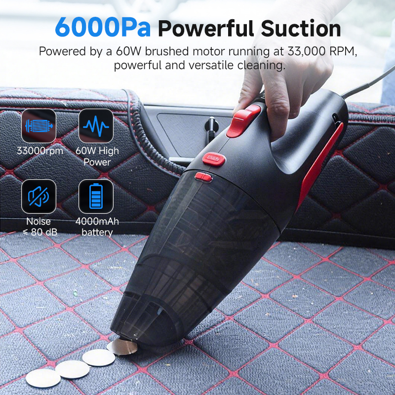 Wired Handheld 6000Pa Car Vacuum 12V 2
