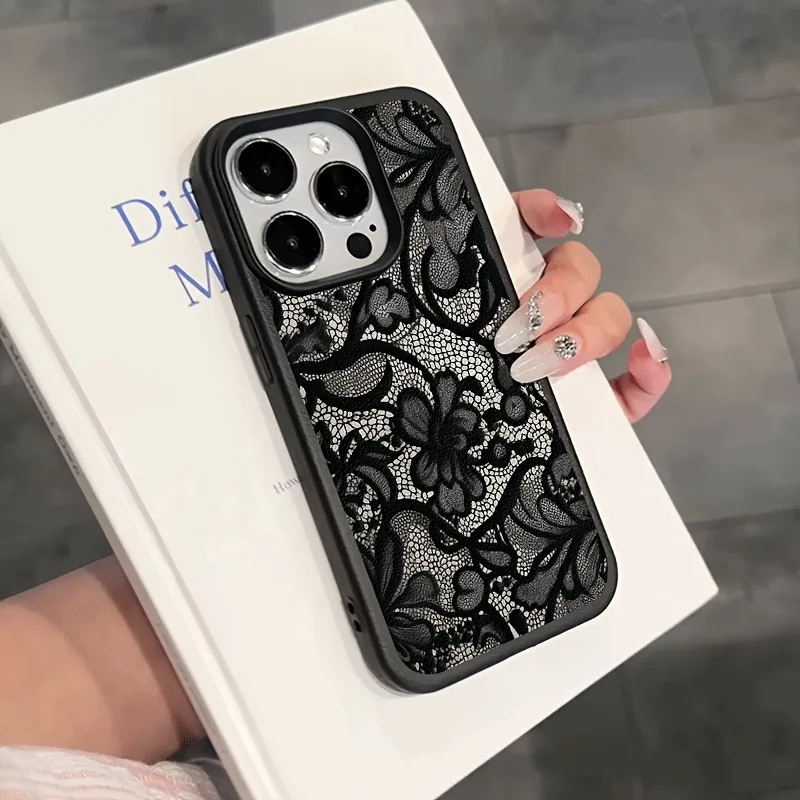 Neues Design Spitzenmuster Lychee-Textur TPU Handyhülle für iPhone 4