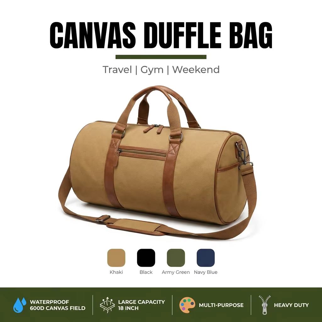 Canvas Shoulder Fitness Travel Bag 4