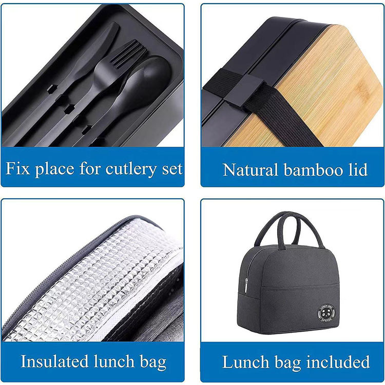 Double-Layer Bamboo Bento Lunch Box 2