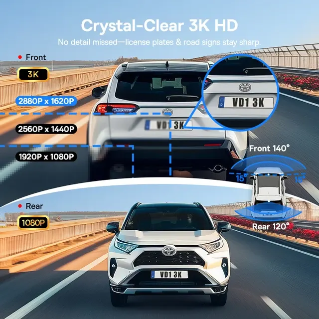 3K Front and Rear Dash Cam 3