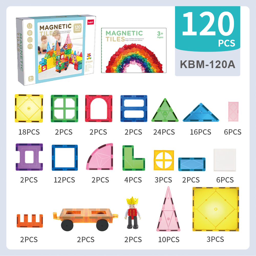 Magnetic Building Tiles Set 120 Pieces 3