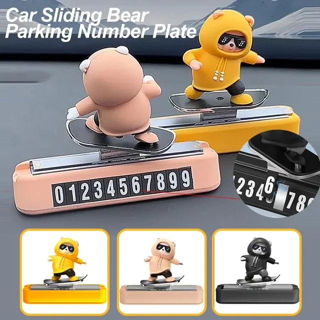 Magnetic Cartoon Bear Parking Number Plate 1