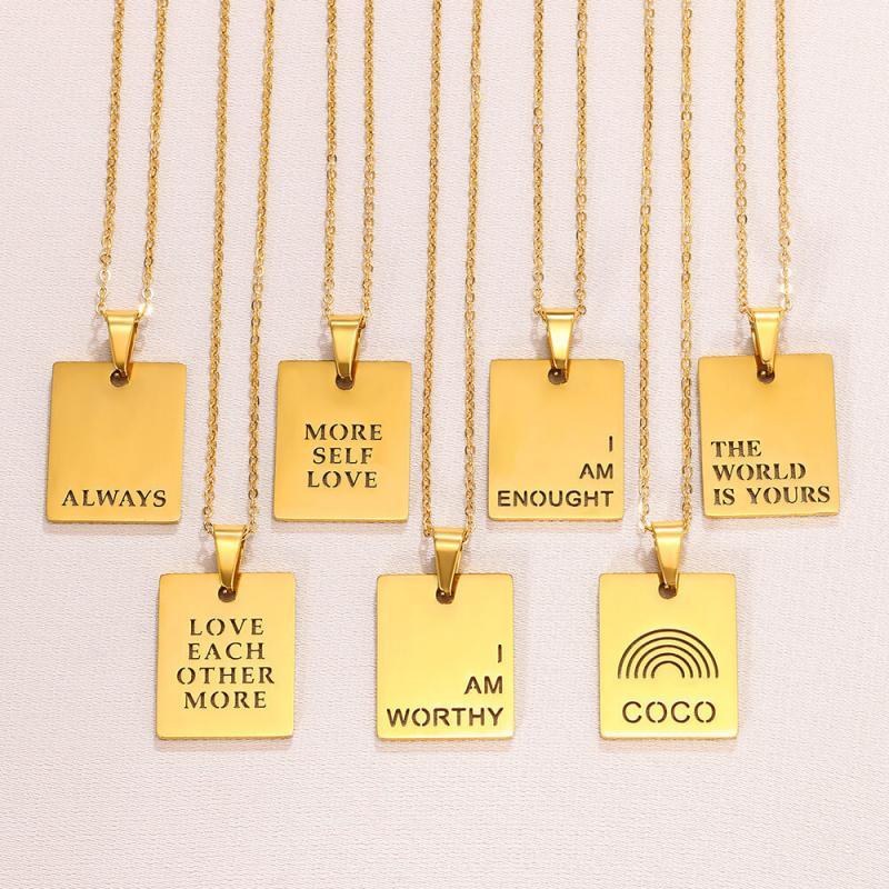 Minimalist Engraved Stainless Steel Pendant Necklace 3