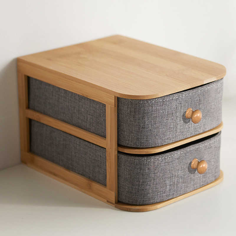 Multi-layer Bamboo Jewelry Storage Box Flexible Rectangle Desk 3