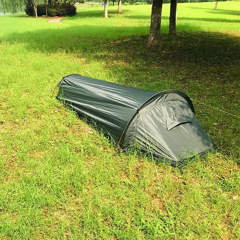 Einpersonen-Campingzelt Ultraleichter Kompakter Schlafsack Wasserdichter Rucksack mit Großem 3