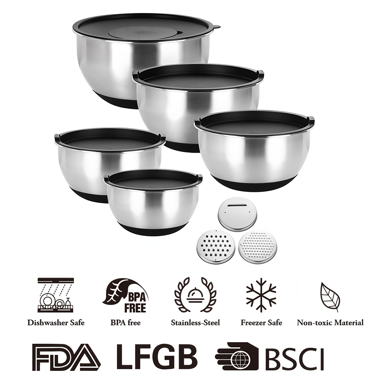 Salad Bowl Set with Grater and Non-Slip Base 4