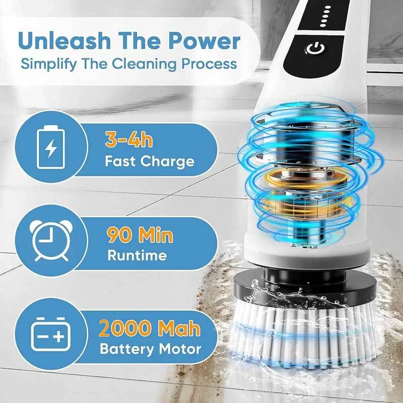 Electric Cleaning Brush Bathroom Extension Handle Spin Scrubber 4