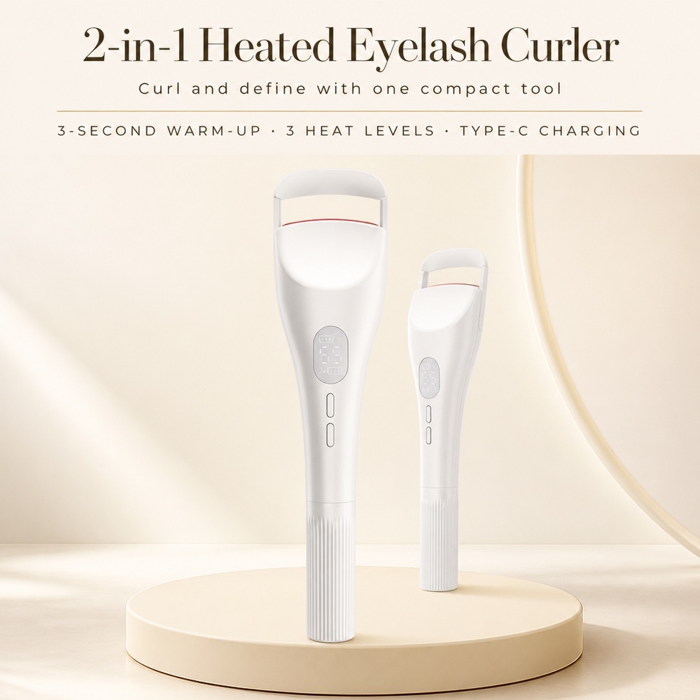 Heated Eyelash Curler Double Head Type-C Rechargeable Fast