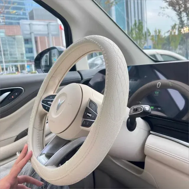 Perforated Nappa Leather Steering Wheel Cover 1
