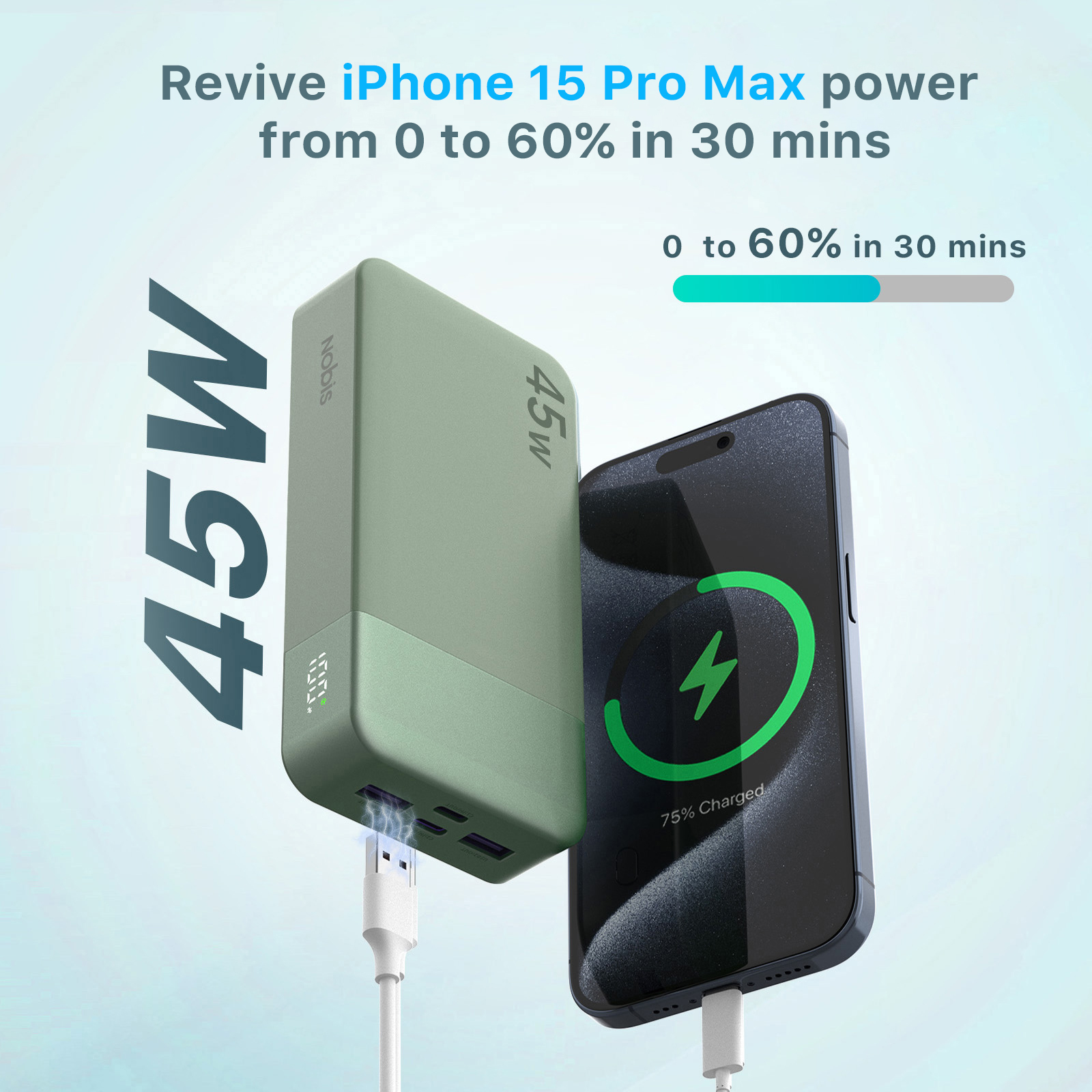 45W Fast Charging Laptop Power Bank 20000mAh 2