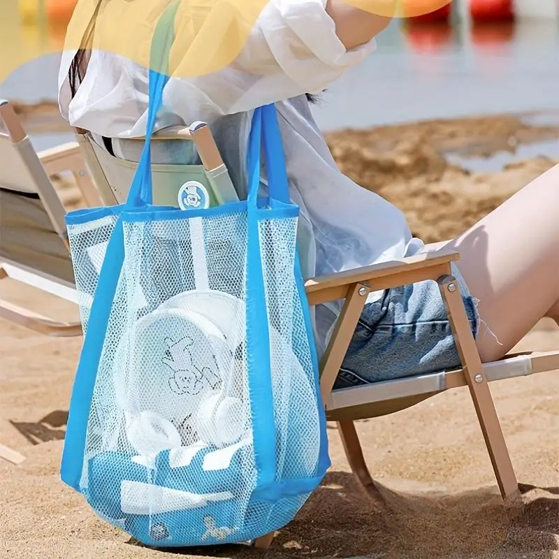Mehrfarbige Große Netz-Strandtasche zum Schwimmen Tragbare Sandtasche Atmungsaktive 3