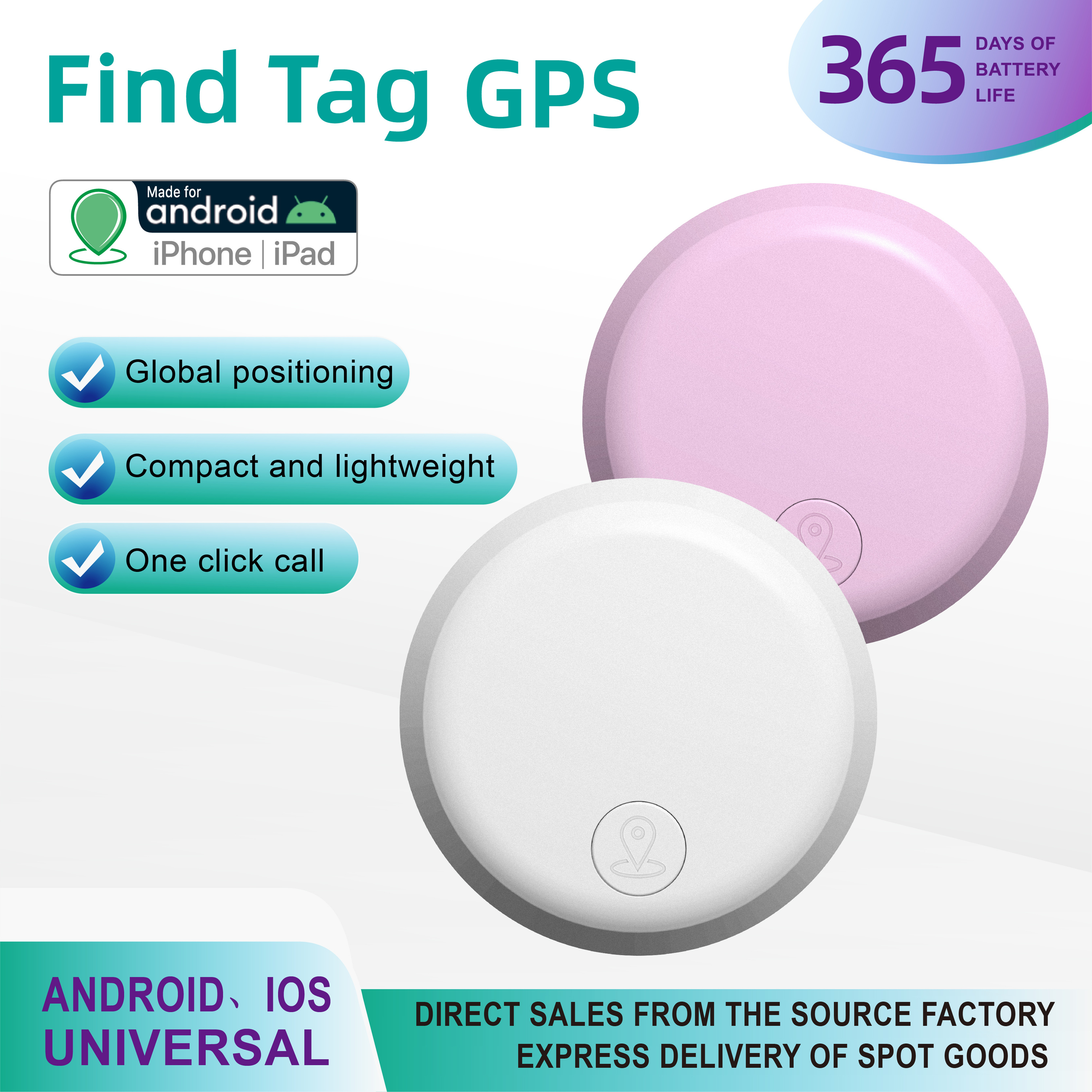 Personal Item Finder Anti-lost GPS Tracker Bluetooth Waterproof