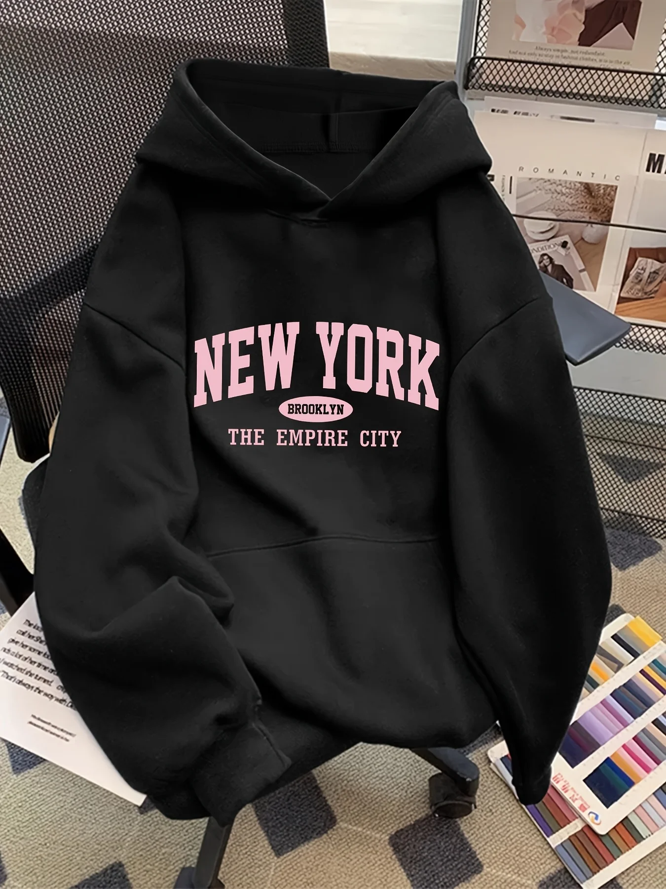 Modischer Damen-Hoodie mit Lockerem Buchstabenmuster Lässiger Stil Geometrisches 2