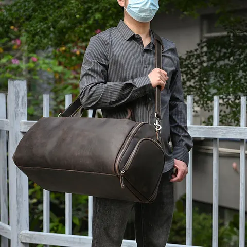 Leather Travel Duffel Bag