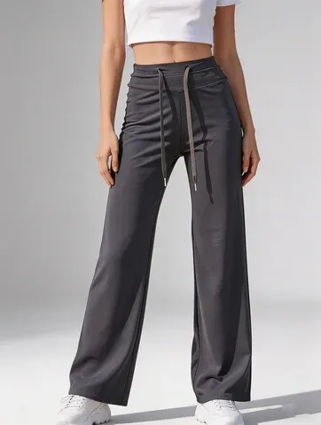 Damen-Hose mit Hoher Taille Weichem Elastischem Kordelzug Weitem